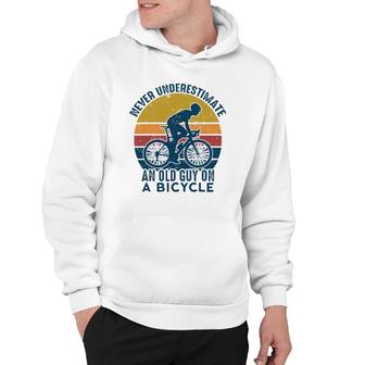 Vintage Never Underestimate An Old Man On A Bicycle Cyclist Hoodie | Mazezy