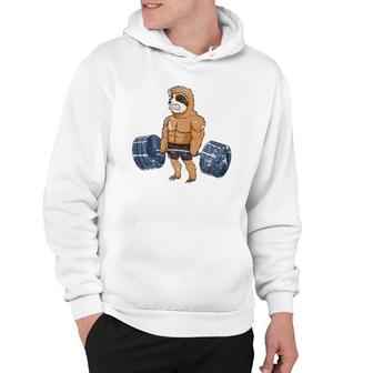 Vintage Sloth Weightlifting Bodybuilder Muscle Fitness Hoodie | Mazezy