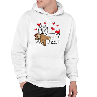 White West Highland Terrier Dog With Stuffed Animal Hoodie | Mazezy