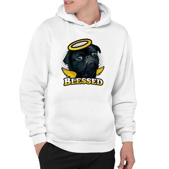 Womens Black Pug Gifts For Women Blessed Mama Blessed Black Pug Hoodie | Mazezy
