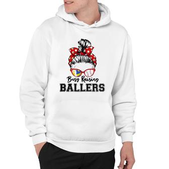 Womens Busy Raising Ballers Classy Volleyball And Baseball Lover Hoodie | Mazezy