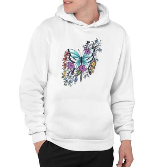 Womens Butterfly With Flowers Fashion Tee Gift Idea Hoodie | Mazezy