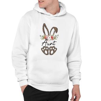Womens Cute Leopard Bunny Aunt Flower Easter Day Rabbit Eggs Gift Hoodie | Mazezy