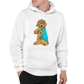Womens Goldendoodle I Love Mom Tattoo Apparel Dog Mom Gifts Womens V-Neck Hoodie | Mazezy