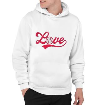 Womens Love Baseball Script Cute Summer Sports Hoodie - Thegiftio