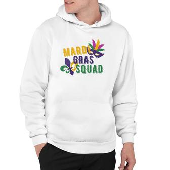 Womens Mardi Gras Squad Matching Group Spring Break Fat Tuesday V-Neck Hoodie | Mazezy