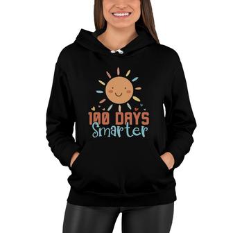 100 Days Smarter Happy 100 Days Of School Rainbow Girls Boys Women Hoodie | Mazezy