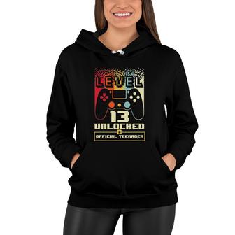 13Th Birthday Gift Boys Level 13 Unlocked Official Teenager Women Hoodie | Mazezy