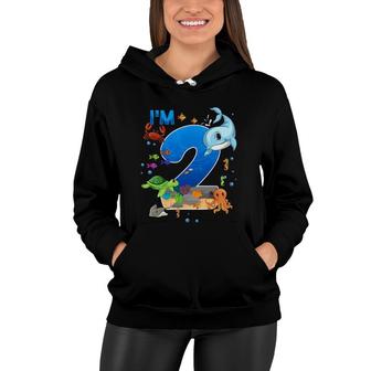 2 Years Old Birthday Whale Fish Sea Bday Boys And Girls Women Hoodie | Mazezy