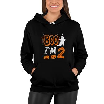 2Nd Birthday Kids Boo I'm 2 Two Yr Ghost Halloween Costume Women Hoodie | Mazezy