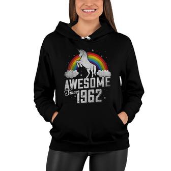 60Th Birthday Vintage Unicorn 70S 80S 90S Awesome Since 1962 Women Hoodie - Seseable