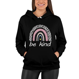 Be Kind Cute Graphic Leopard Rainbow Womens Girls Women Hoodie - Thegiftio UK