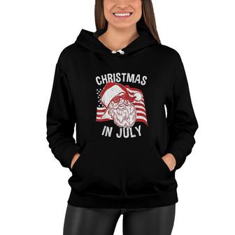 Christmas In July Retro Hipster Santa 4th of July Women Hoodie - Seseable
