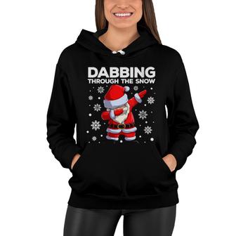 Christmas Santa Dabbing Through The Snow Xmas Boys Dab Women Hoodie | Mazezy