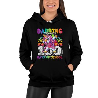 Dabbing Through 100 Days Of School Dabbing Unicorn Girls Women Hoodie | Mazezy DE