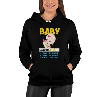 Funny Gaming Girl Pregnancy Announcement Player 3 Loading Women Hoodie | Mazezy