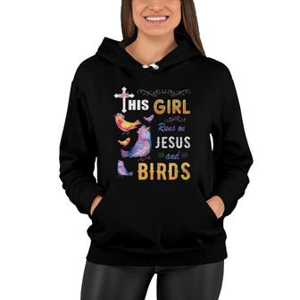Funny Gift Watercolor Girl Run On Jesus And Birds Women Hoodie | Mazezy