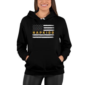 Hapkido Distressed Usa American Flag Martial Arts Sports Women Hoodie | Mazezy