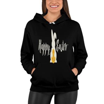 Happy Easter Bunny With Egg Hunting Easter Pregnancy Announcement Women Hoodie - Seseable