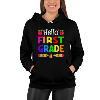 Hello First Grade Boy Kids Teachers Girl Students 1St Grade Women Hoodie | Mazezy