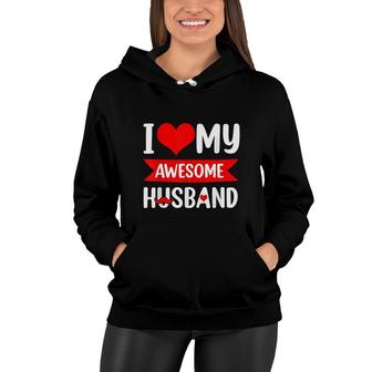 I Love My Husband Red Heart Valentines Day Matching Couple Women Hoodie - Thegiftio UK