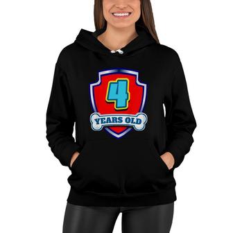 Kids 4 Years Old 4Th Birthday Paw Themed Party Gift Boys Girls Women Hoodie | Mazezy
