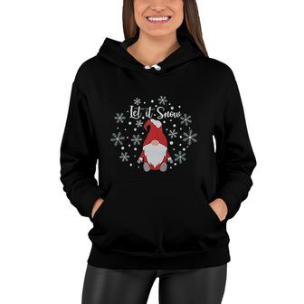 Let It Snow Christmas Women Men Cute Gnome Snowflake Print Xmas Graphic Women Hoodie - Thegiftio