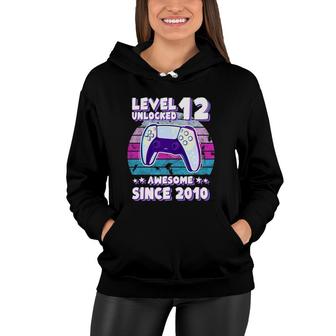 Level 12 Unlocked Bday Gamer Boy Girl 12 Years Old Birthday Women Hoodie | Mazezy
