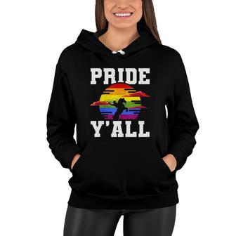 Lgbt Rainbow Gay Pride Flag Cowboy Hat Western Cowboy Women Hoodie | Mazezy