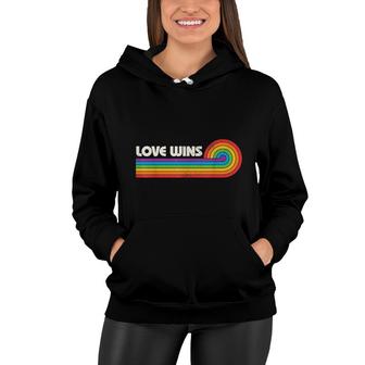 Lgbtq Love Wins Gay Pride Lgbt Ally Rainbow Flag Vintage Women Hoodie - Thegiftio UK
