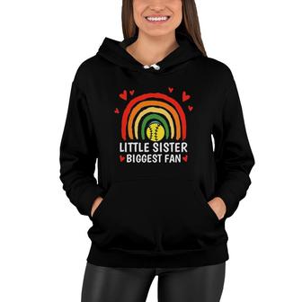 Little Sister Biggest Fan, Softball Girl Toddler Sister Fan Women Hoodie | Mazezy