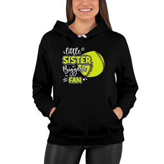 Little Sister Biggest Fan Softball, Softball Girl Women Hoodie | Mazezy