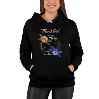 March Girl Lover Moon Dragonfly Funny Birthday Gift Women Hoodie | Mazezy DE