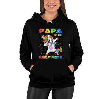 Papa Of The Birthday Princess Dabbing Unicorn Girl Women Hoodie | Mazezy CA