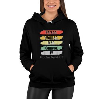 Person Woman Man Camera TV Vintage Funny Political Color Women Hoodie - Seseable