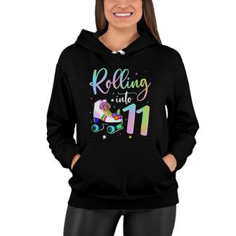 Rolling Into 11 Years Old Birthday Cute Skating Girl Women Hoodie | Mazezy