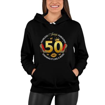 Sassy And Fabulous 50 Years Old 50th Birthday Leopard Heels Women Hoodie - Seseable
