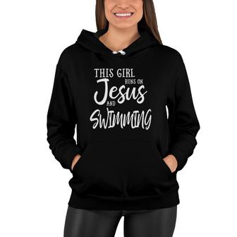 This Girl Runs On Jesus And Swimming  Christian Gift Women Hoodie