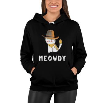 Vintage Meowdy Funny Texas Cowboy Retro Cat Lover Gift Women Hoodie | Mazezy