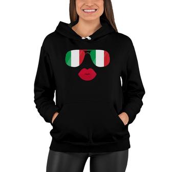 Womens Italy Flag Sunglasses Lips Italia Flags Italian Women Girl Women Hoodie | Mazezy CA