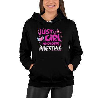Womens Just A Girl Who Loves Investing V-Neck Women Hoodie | Mazezy