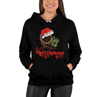 Womens Retro Cowboy Lasso And Boots Merry Christmas Lights Cactus Women Hoodie | Mazezy CA