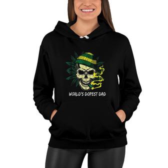 Worlds Dopest Dad Skull Weed Cannabis Fun Fathers Day Bones Women Hoodie - Seseable