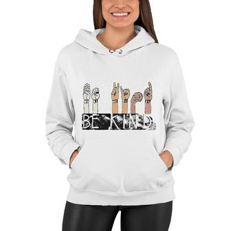 Be Kind Sign Language Inspirational Graphic Letter Print Women Hoodie - Thegiftio UK