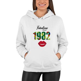 Fabulous Since 1982 Red Lips Green 40Th Birthday Women Hoodie - Seseable