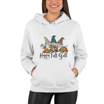 Happy Fall Yall Gnome Leopard Pumpkin Funny Autumn Gnomes Cute Women Hoodie - Thegiftio UK