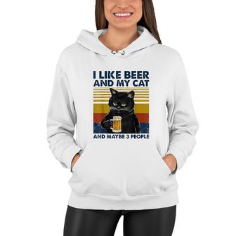 I Like Beer My Cat And Maybe 3 People Funny Cat Lovers Gift Women Hoodie - Thegiftio UK