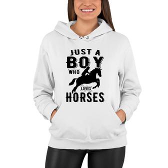 Just A Boy Who Loves Horses Cute Horse Kid's Women Hoodie | Mazezy
