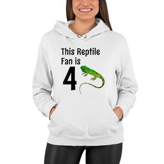 Kids 4 Years Old Lizard Reptile Birthday Party 4Th Birthday Women Hoodie | Mazezy