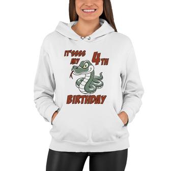 Kids 4Th Birthday Snake For 4 Years Old Boys Girls Women Hoodie | Mazezy